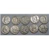 Image 1 : LOT OF 10 90% SILVER FRANKLIN HALF DOLLARS - 1964 