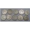 Image 2 : LOT OF 10 90% SILVER FRANKLIN HALF DOLLARS - 1964 