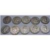 Image 1 : LOT OF 10 90% SILVER FRANKLIN HALF DOLLARS - 1964 