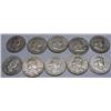 Image 1 : LOT OF 10 90% SILVER FRANKLIN HALF DOLLARS - 1964 