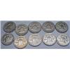 Image 2 : LOT OF 10 90% SILVER FRANKLIN HALF DOLLARS - 1964 