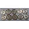 Image 1 : LOT OF 10 90% SILVER WALKING LIBERTY HALF DOLLARS 