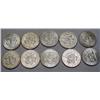 Image 2 : LOT OF 10 90% SILVER KENNEDY HALF DOLLARS - 1964 O