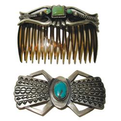 Turquoise & Silver Comb & Pin