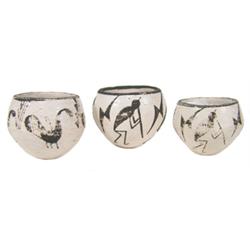 Three Miniature Acoma Pots