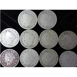 10 Assorted Liberty "V" Nickels