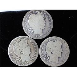 3 Assorted Barber Quarters