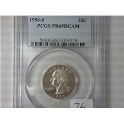 1996-S Washington Quarter PCGS PR69 DCAM