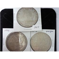 1921, 1921-D And 1921-S Morgan Silver Dollars