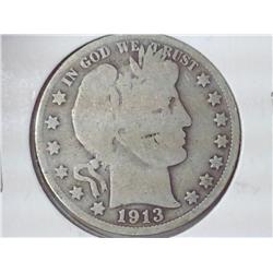 1913-S Barber Half Dollar