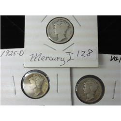 1925, 1925-D And 1925-S Mercury Dimes