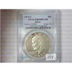 1974-S Ike Silver Dollar PCGS PR69DCAM