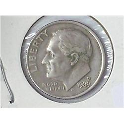1989 -P Roosevelt Dime (Dropped Mint Mark)