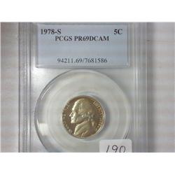 1978-S Jefferson Nickel PCGS PR69DCAM
