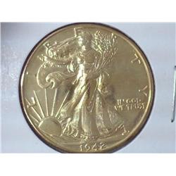 1942 Gold Plated Walking Liberty Half Dollar