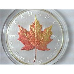 1999 Colorized $5 Canadian Silver Maple Leaf