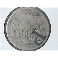 1882 Shield Nickel With "P" Counter Stamp