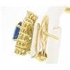 Image 5 : 18k Gold EGL Certified Royal Blue Sapphire and VVS E Diamond Omega Earrings