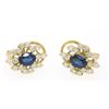 Image 6 : 18k Gold EGL Certified Royal Blue Sapphire and VVS E Diamond Omega Earrings