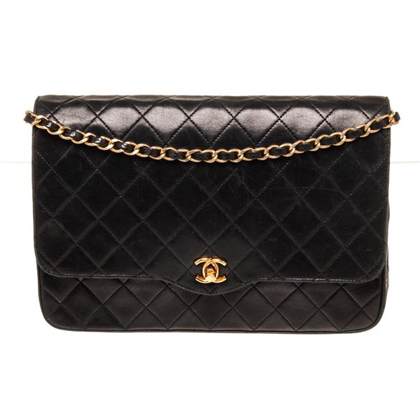 Chanel Black Leather Vintage CC Flap Shoulder Bag