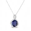 Image 2 : 7.17 ctw Tanzanite and 0.91 ctw Diamond 14K White Gold Pendant/Necklace