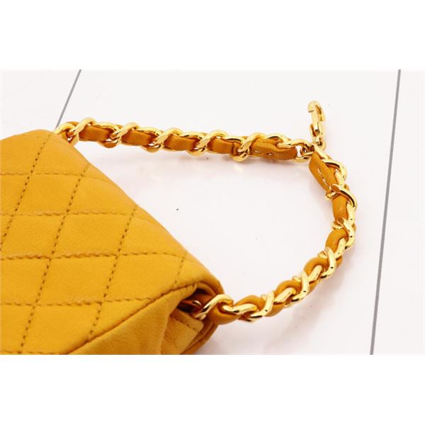 Chanel Yellow Quilted Leather Flap Micro Flap Bag