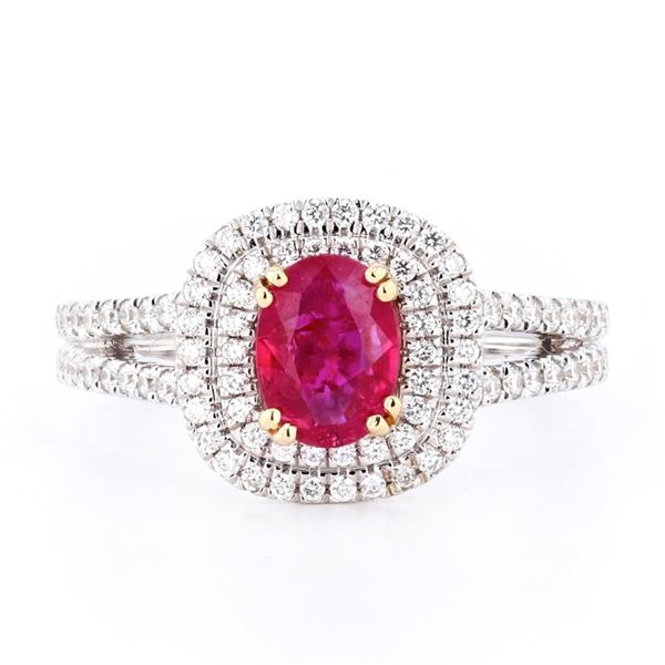 0.76 ctw Ruby and 0.45 ctw Diamond 18K White Gold Ring