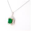 Image 2 : 6.88 ctw Emerald and 0.53 ctw Diamond 18K White and Yellow Gold Pendant with Cha