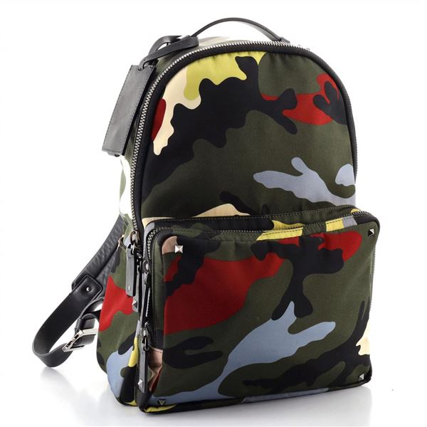 Valentino Rockstud Backpack Camo Nylon Medium