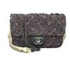 Image 1 : Chanel Classic Black Red Quilted Tweed Leather CC Single Flap Shoulder Bag
