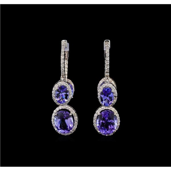 14KT White Gold 8.10 ctw Tanzanite and Diamond Earrings
