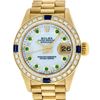 Image 1 : Rolex Ladies 18K Yellow Gold MOP Emerald & Sapphire President Wristwatch