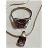 Image 2 : Purple stone ring/necklace, all are sterling silver
