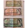 Image 1 : 1954 one and two dollar bills plus 1967 centennial bill - no serial No.