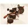Image 1 : Two antique grinders, vices on table