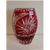 Image 1 : Crystal clear and red vase 10" tall