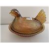 Image 2 : Vintage Indiana amber glass, Hen on the nest - 7x5 1/2"