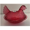 Image 4 : Vintage Indiana cranberry glass, Hen on the nest - 7x5 1/2"