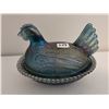 Image 2 : Vintage Indiana blue carnival glass, Hen on the nest - 7x5 1/2"