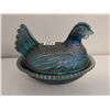 Image 3 : Vintage Indiana blue carnival glass, Hen on the nest - 7x5 1/2"