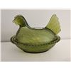 Image 1 : Vintage Indiana olive green glass, Hen on the nest - 7x5 1/2"