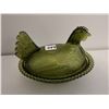 Image 3 : Vintage Indiana olive green glass, Hen on the nest - 7x5 1/2"