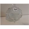 Image 2 : Clear crystal candy dish, bird on lid - 5 1/2"H
