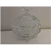 Image 6 : Clear crystal candy dish, bird on lid - 5 1/2"H
