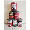 Image 1 : 6 Different reproduction oil tins - 4" tall