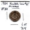 Image 1 : 1934 10 CENTS KEY DATE LOW MINTAGE