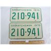 Image 1 : Pair of 1970 Saskatchewan License Plates