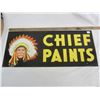 Image 1 : Authentic Vintage Tin Chief Paints Sign Double Sided 28 inches by 13 inches