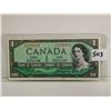 Image 1 : 1954 Modify Canadian 1 dollar bill, Beattie-Coyne