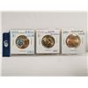 Image 1 : Set of 3, UNC colored 1 dollar loonies - Bell, Peterson and Klondike